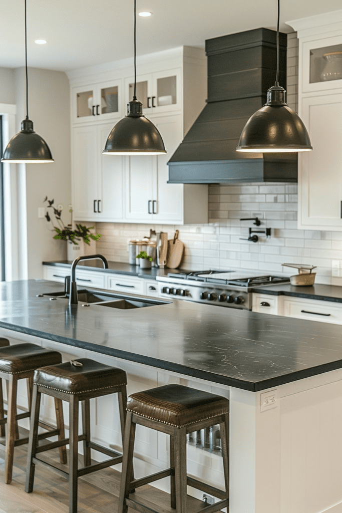 Subtle Black Accents on White Cabinetry