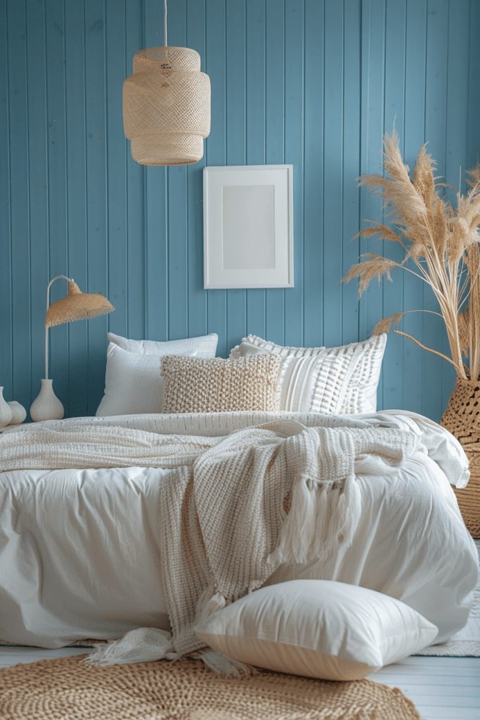 Tranquil Soft Blue Dorm Room