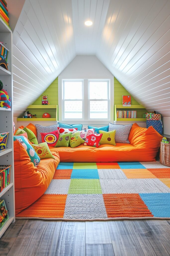 Vibrant Attic Playroom for Kids