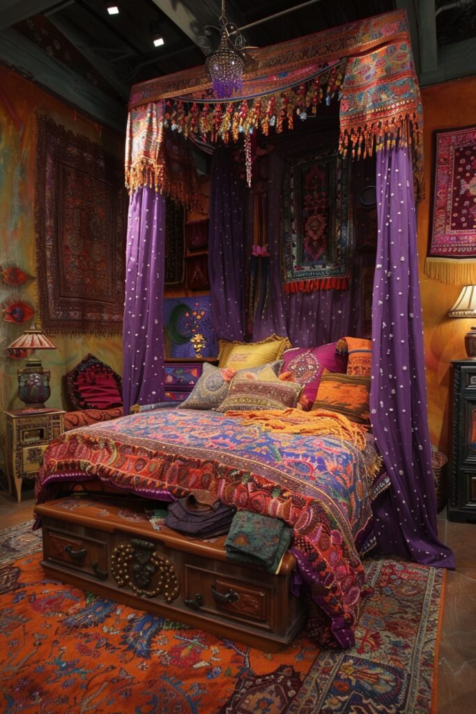 Vibrant Fabric Gypsy Boho Bedroom