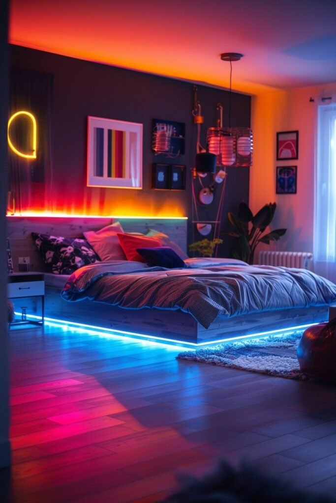 Vibrant Neon Dream Bedroom