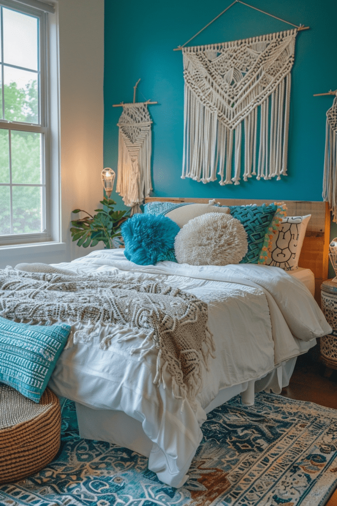 Vibrant Turquoise Dorm Decor