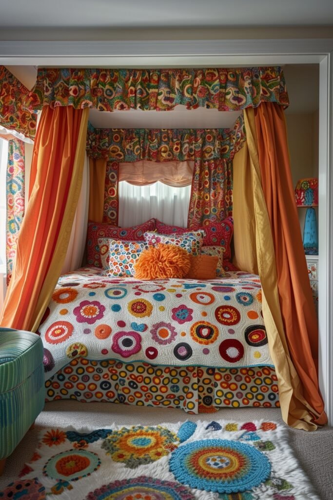 Whimsical Polka Dot Canopy Bed