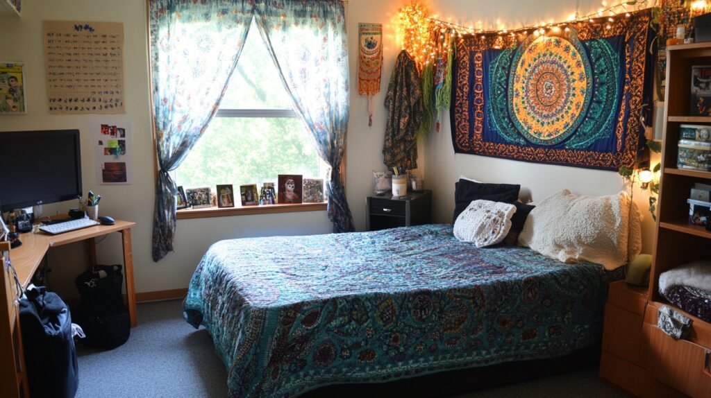 Blue Boho Dorm Room