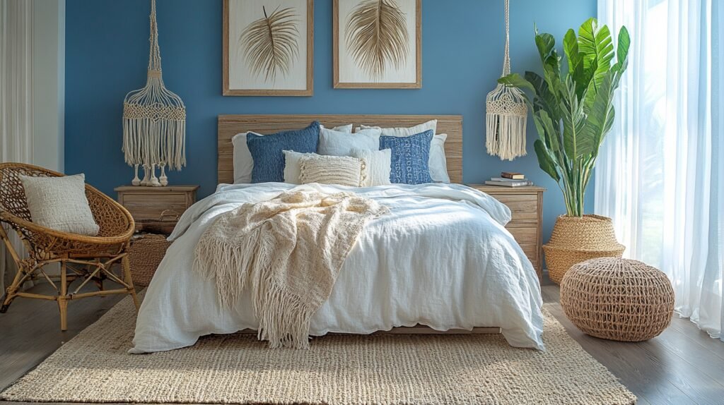 blue boho interior