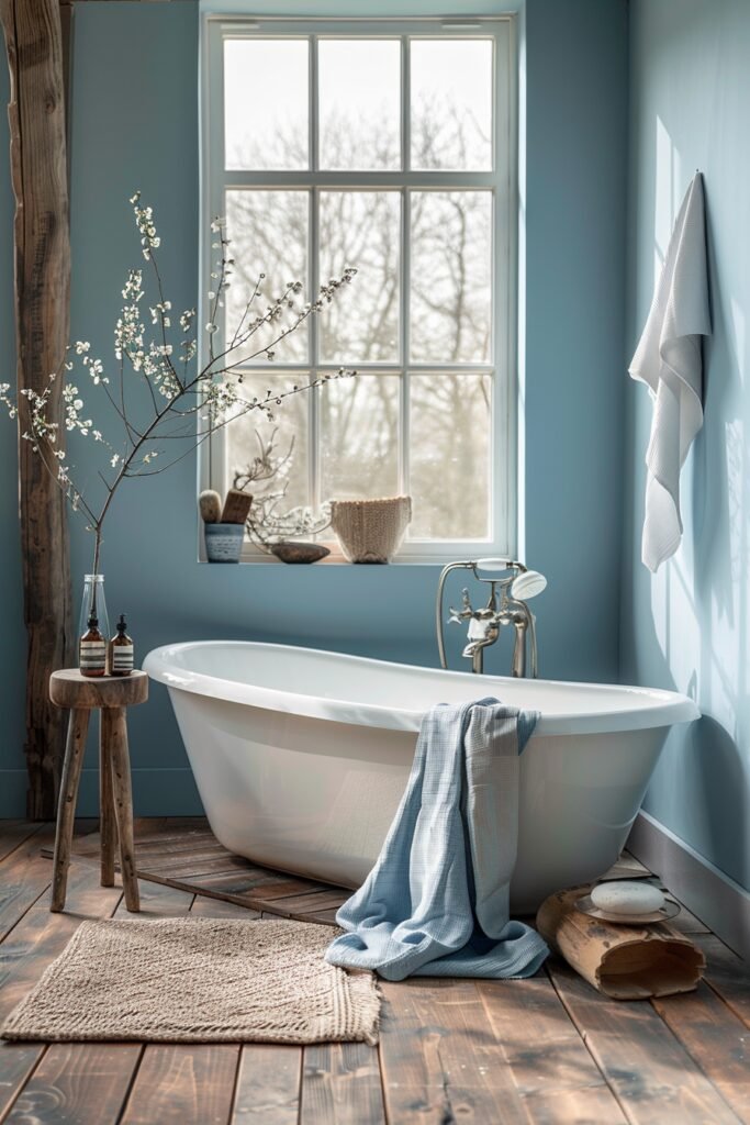 Sky Blue Boho Bathroom