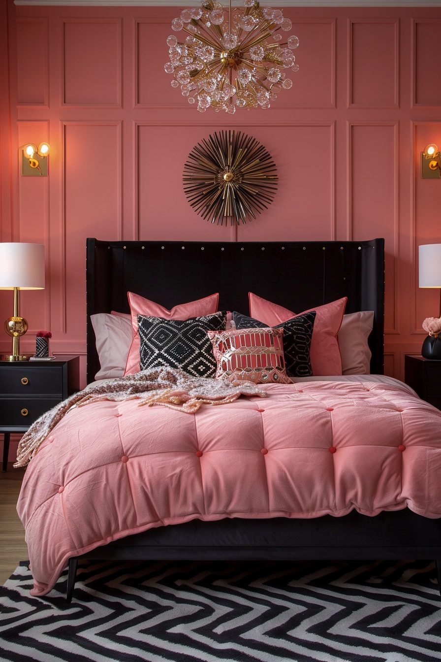 29 Pink And Black Bedroom Ideas To Achieve A Perfect Balance Of Soft ...