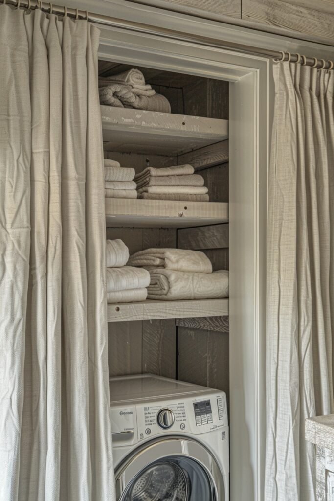 Bright Airy Laundry Closet