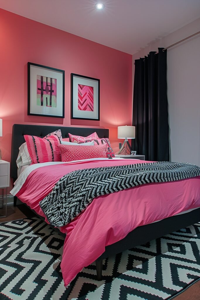 Chic Pink and Black Contemporary Style