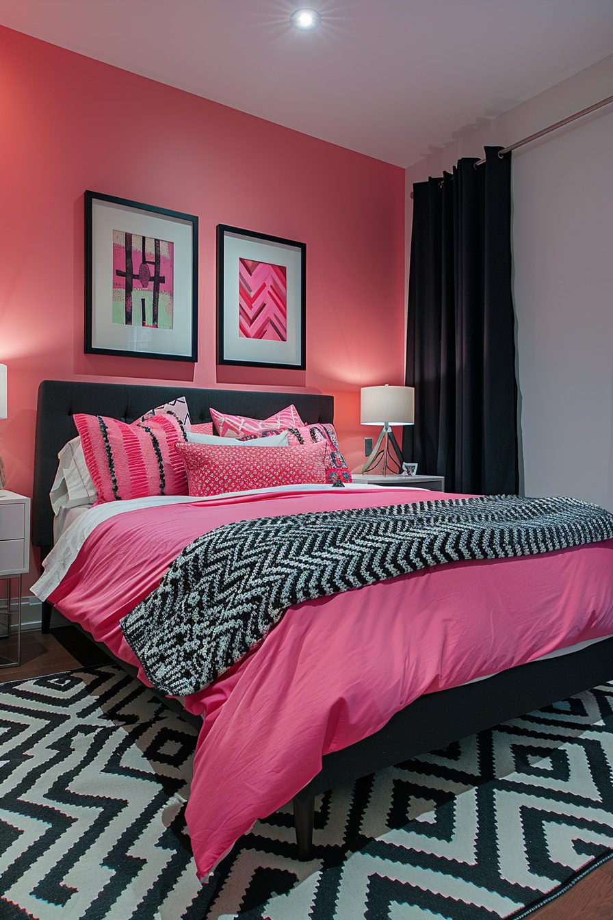 29 Pink And Black Bedroom Ideas To Achieve A Perfect Balance Of Soft ...
