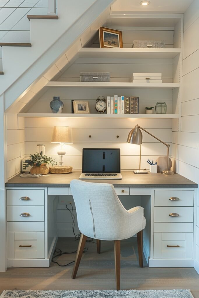 Compact Workspace Under Stairs