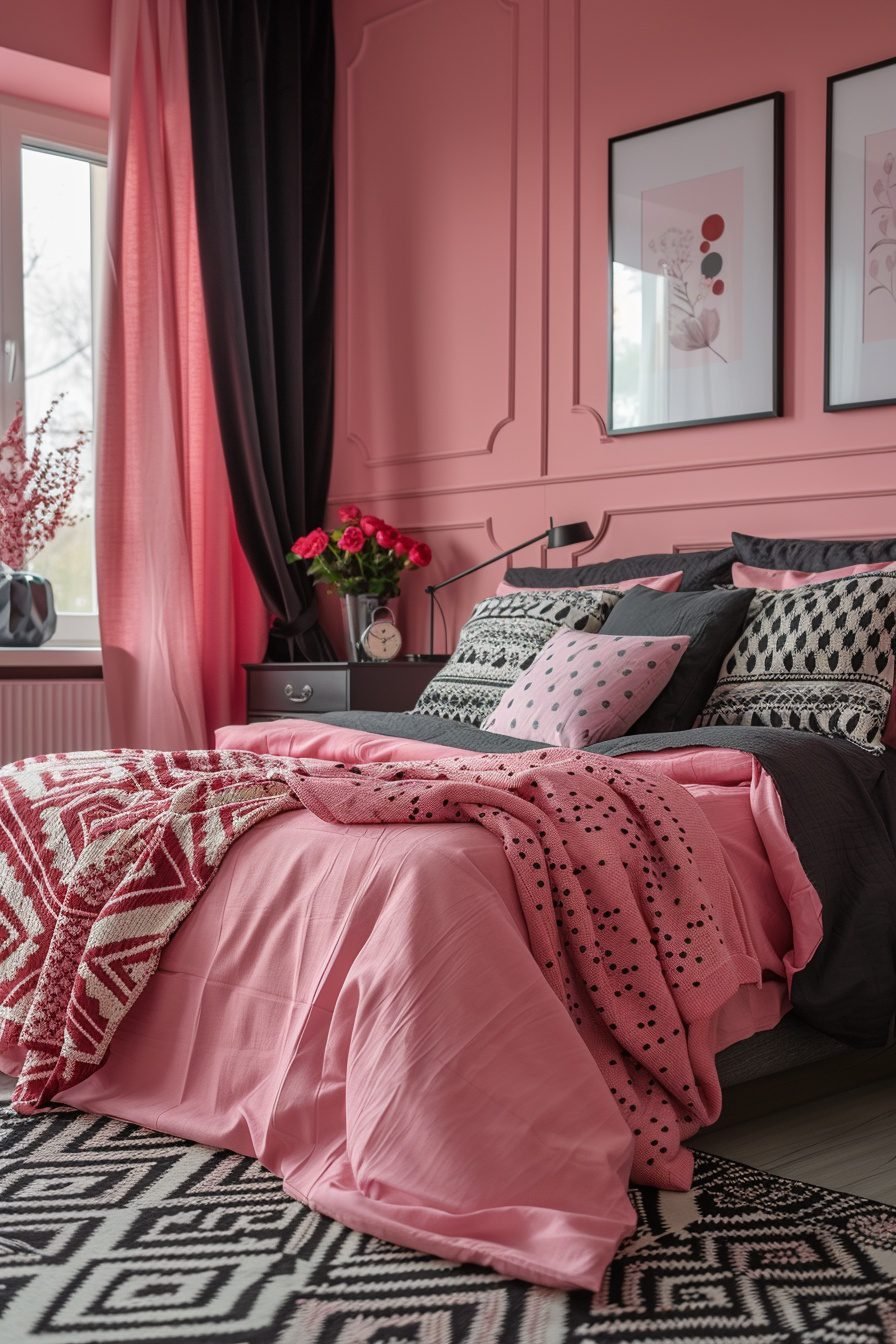 29 Pink And Black Bedroom Ideas To Achieve A Perfect Balance Of Soft ...