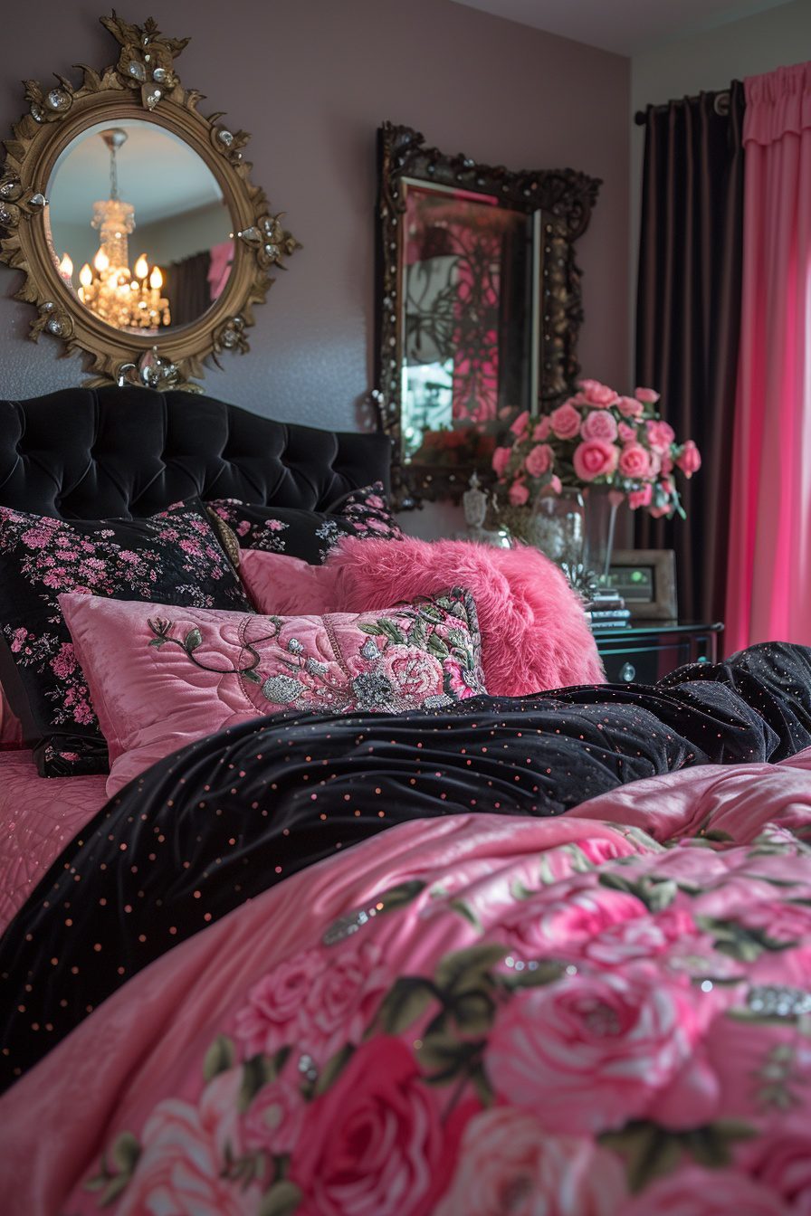 29 Pink And Black Bedroom Ideas To Achieve A Perfect Balance Of Soft ...