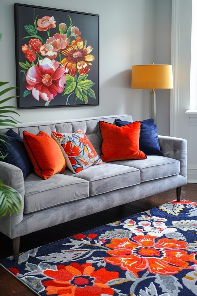 Grey with Bold Rug Designs