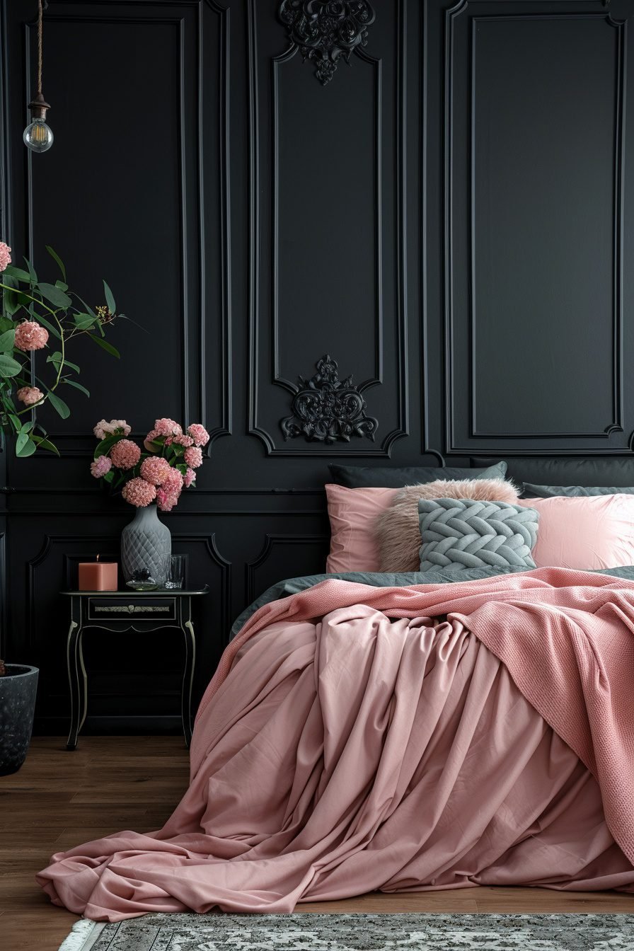 29 Pink And Black Bedroom Ideas To Achieve A Perfect Balance Of Soft ...