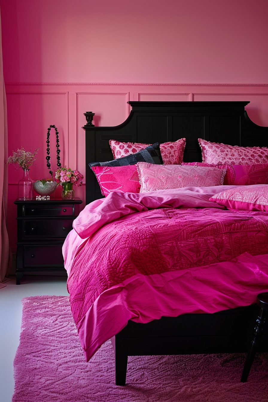 29 Pink And Black Bedroom Ideas To Achieve A Perfect Balance Of Soft ...