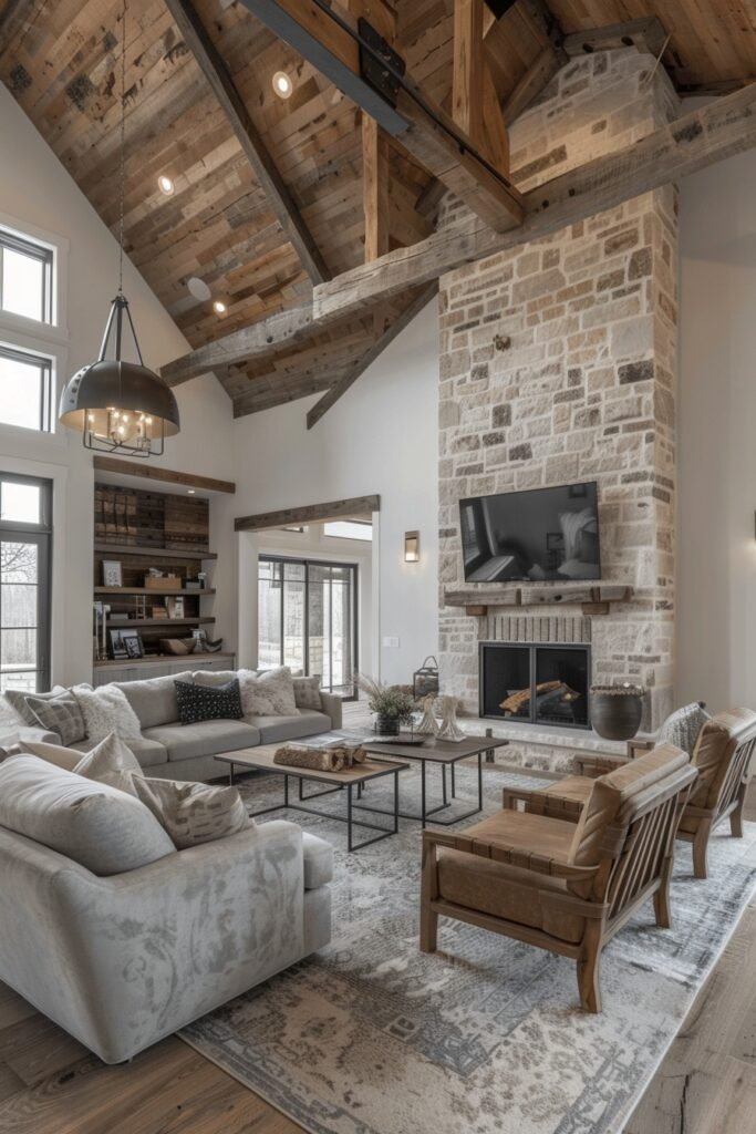 Modern Rustic Barndominium Living Room