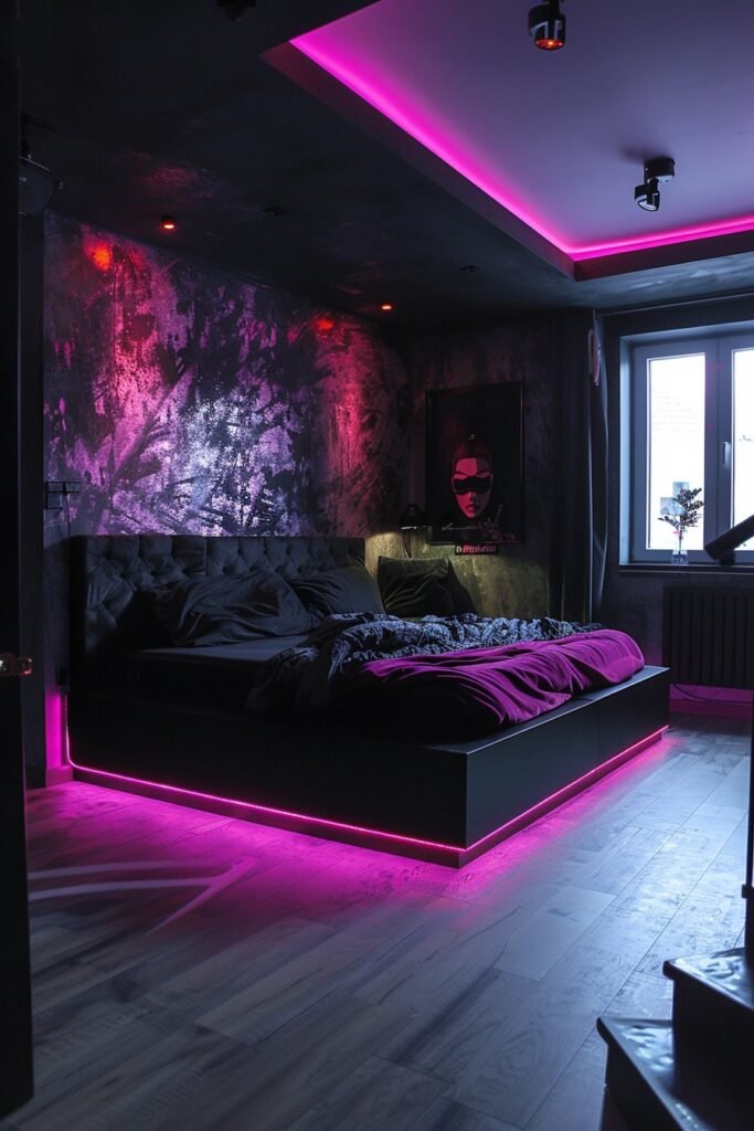 Neon Pink in a Black Setting