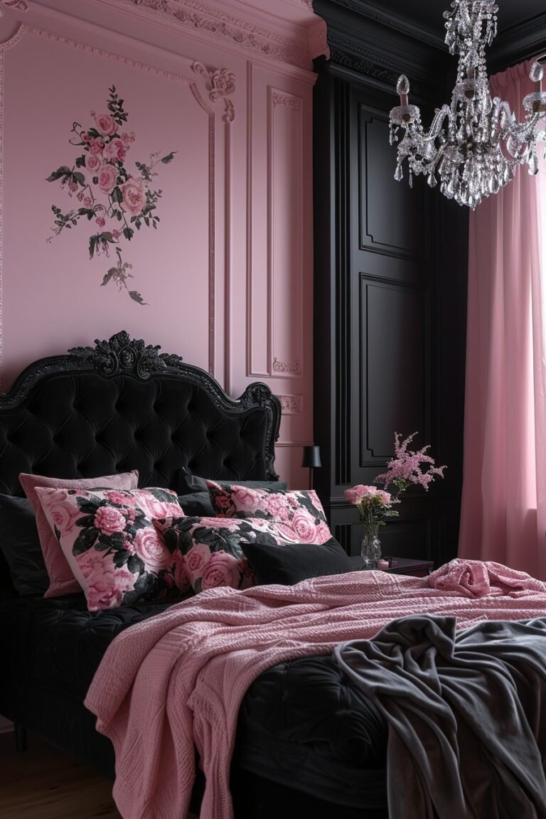 29 Pink And Black Bedroom Ideas To Achieve A Perfect Balance Of Soft ...