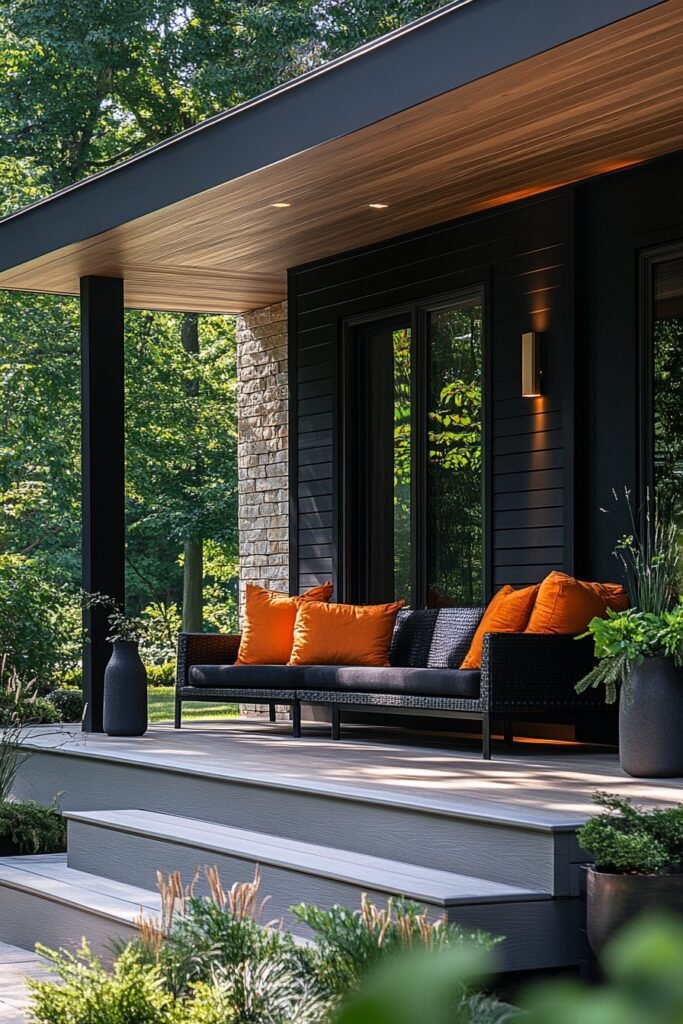 Black Accents for Modern Porches