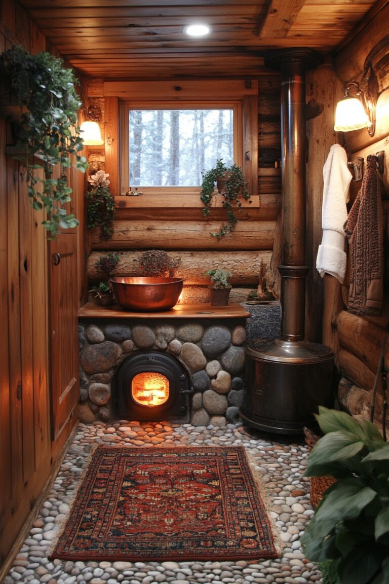 29 Small Log Cabin Interior Bathroom Ideas For A Relaxing And Efficient ...