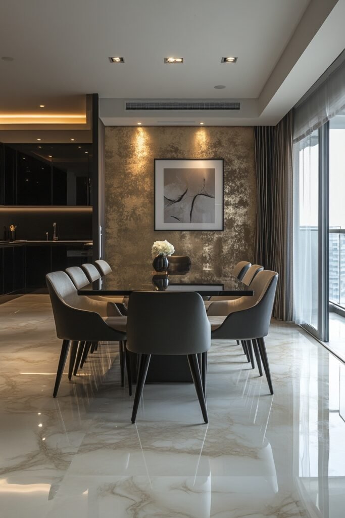 High-Gloss Apartment Dining Space