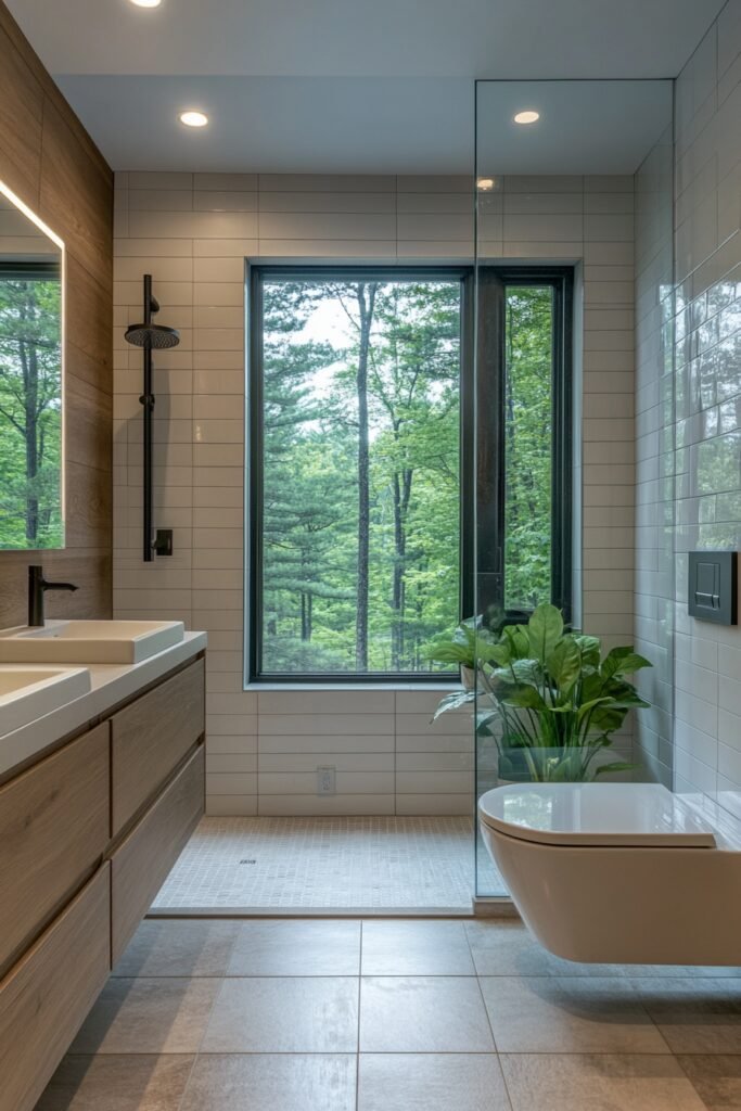 small log cabin interior bathroom