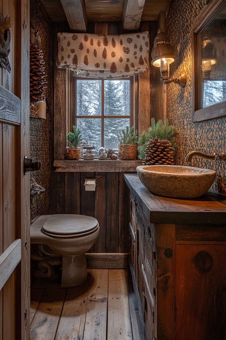 29 Small Log Cabin Interior Bathroom Ideas For A Relaxing And Efficient ...