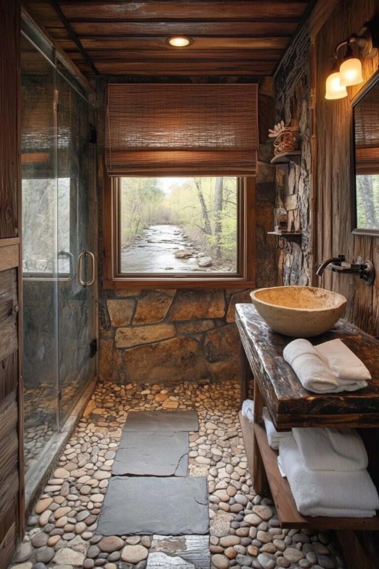29 Small Log Cabin Interior Bathroom Ideas For A Relaxing And Efficient ...