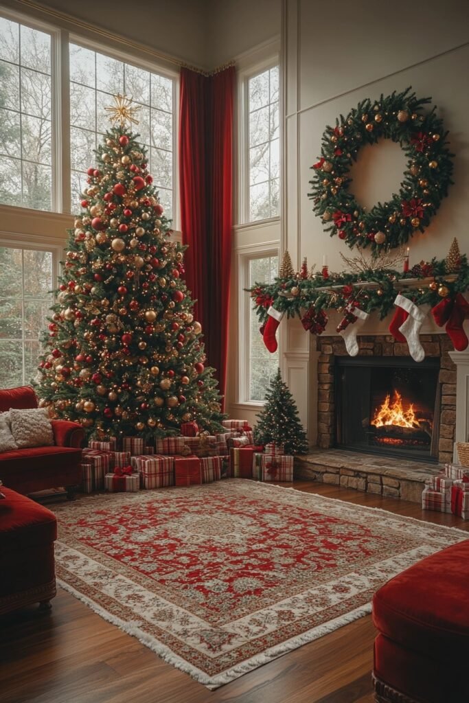 Timeless Red and Green Living Room