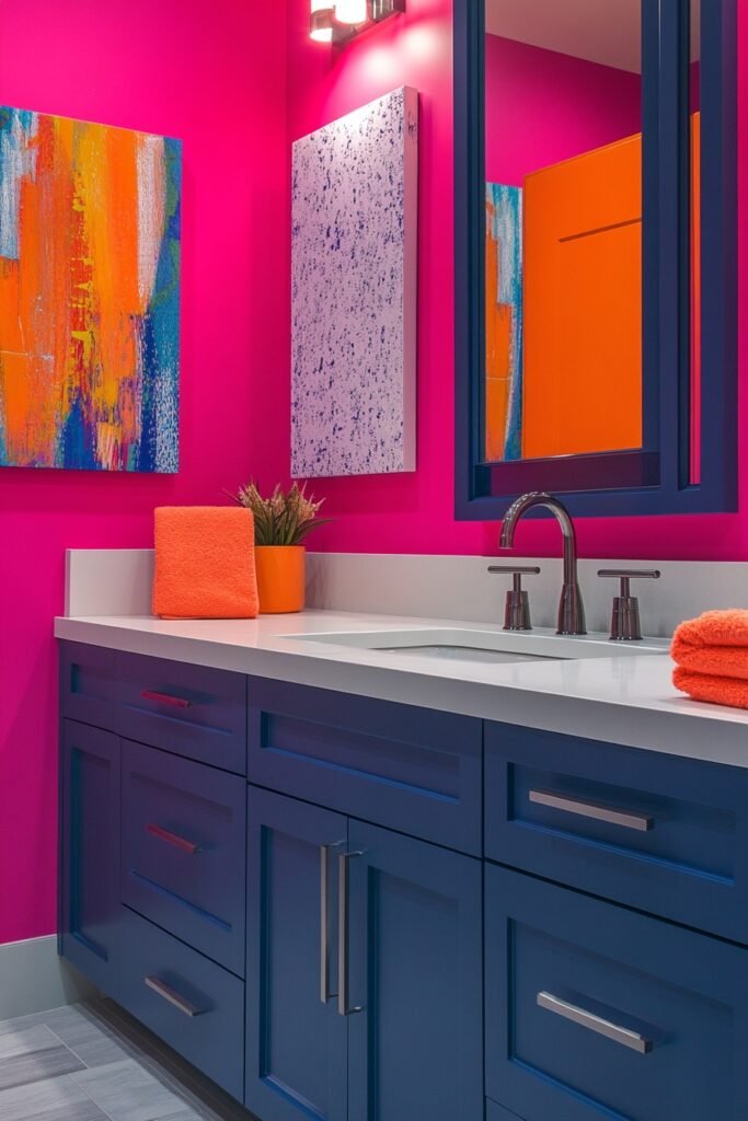 Bold Color Loft Bathroom