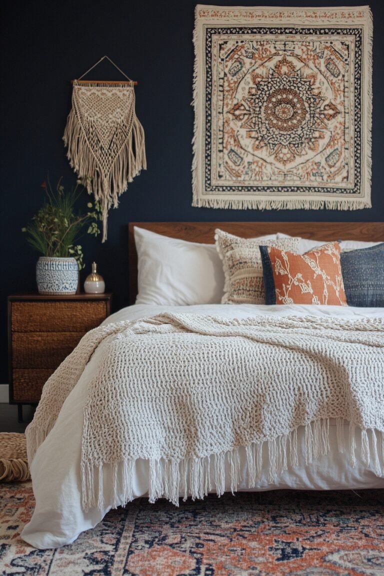 29 Navy Blue Boho Bedroom Ideas For Creating A Peaceful And Inviting