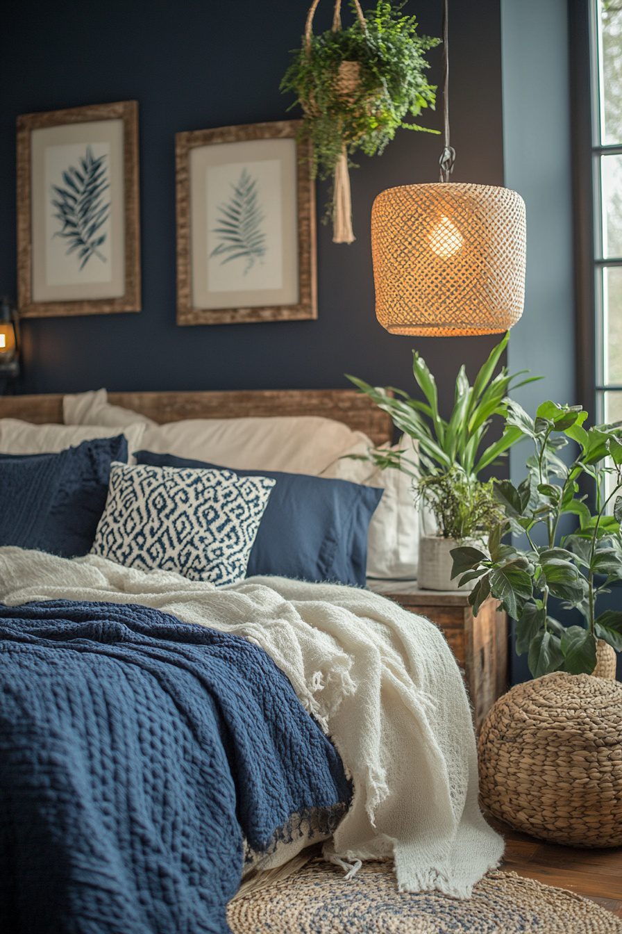 29 Navy Blue Boho Bedroom Ideas For Creating A Peaceful And Inviting ...
