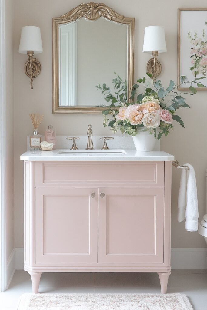 Glam Minimalist Powder Room