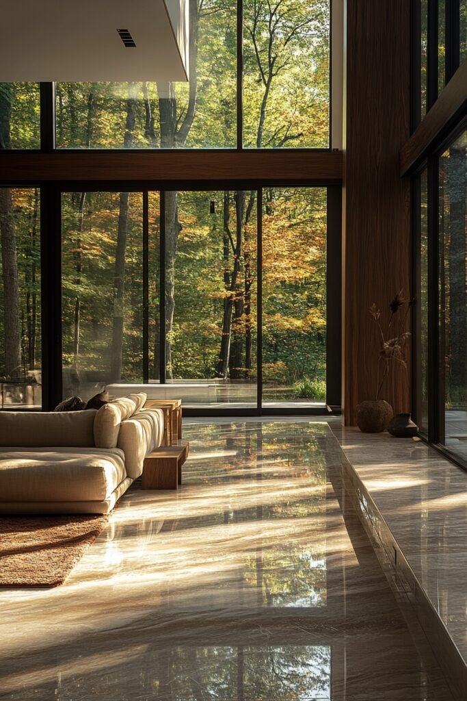 Minimal Stone and Glass Sunroom