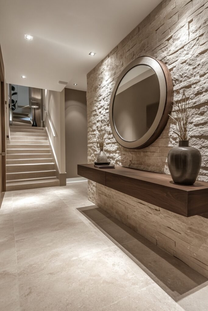 Minimalist Stone-Floored Entryway