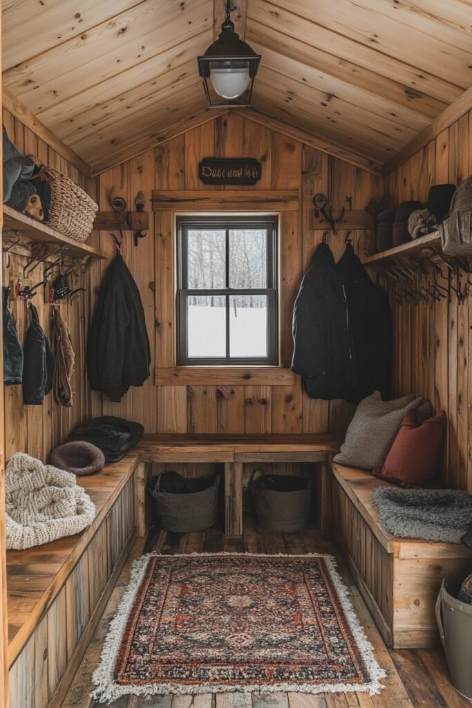 Organized Cabin Mudroom