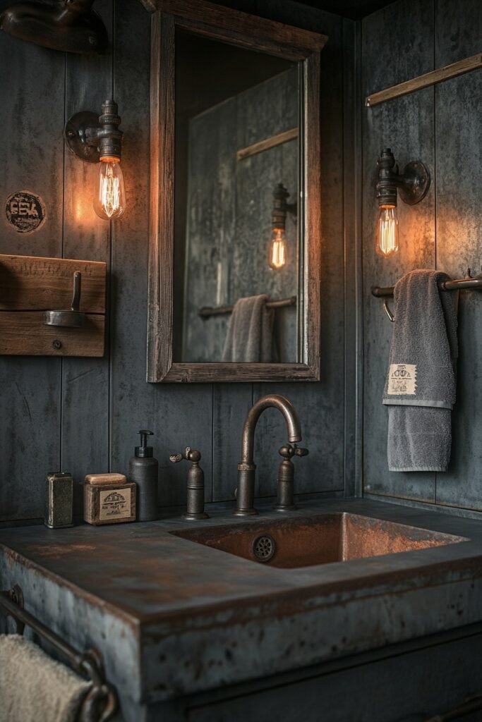 Rustic Metal Loft Bath