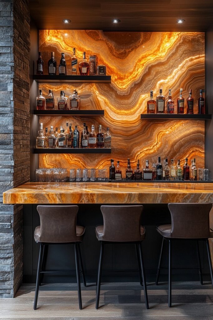 Vibrant Quartzite Bar Setup