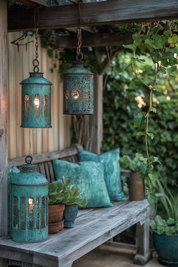 Aged Copper Garden Accents