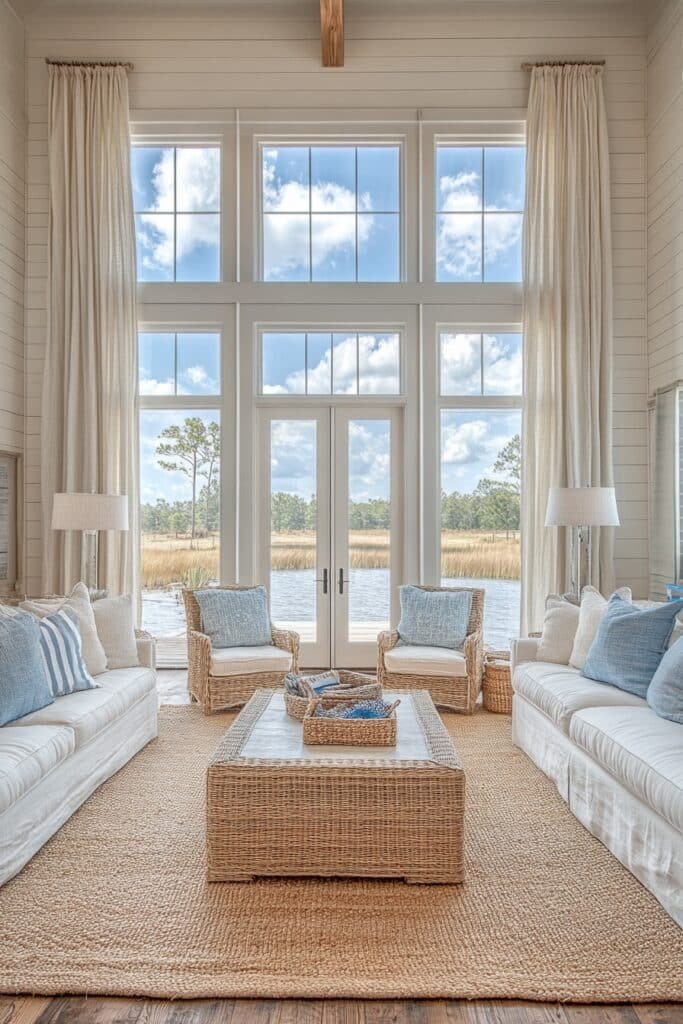 Coastal Calm Barndominium Living Room