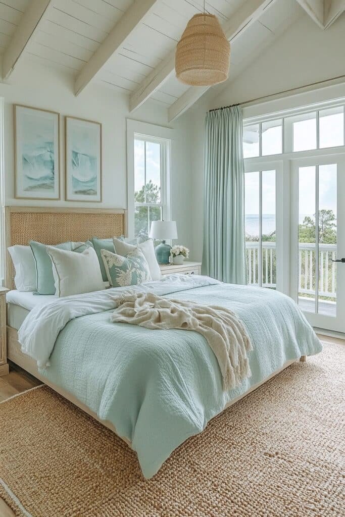 Coastal Serenity Barndominium Master Bed