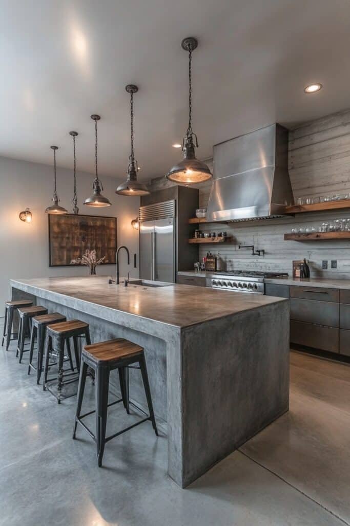 Concrete Chic Barndominium Kitchen