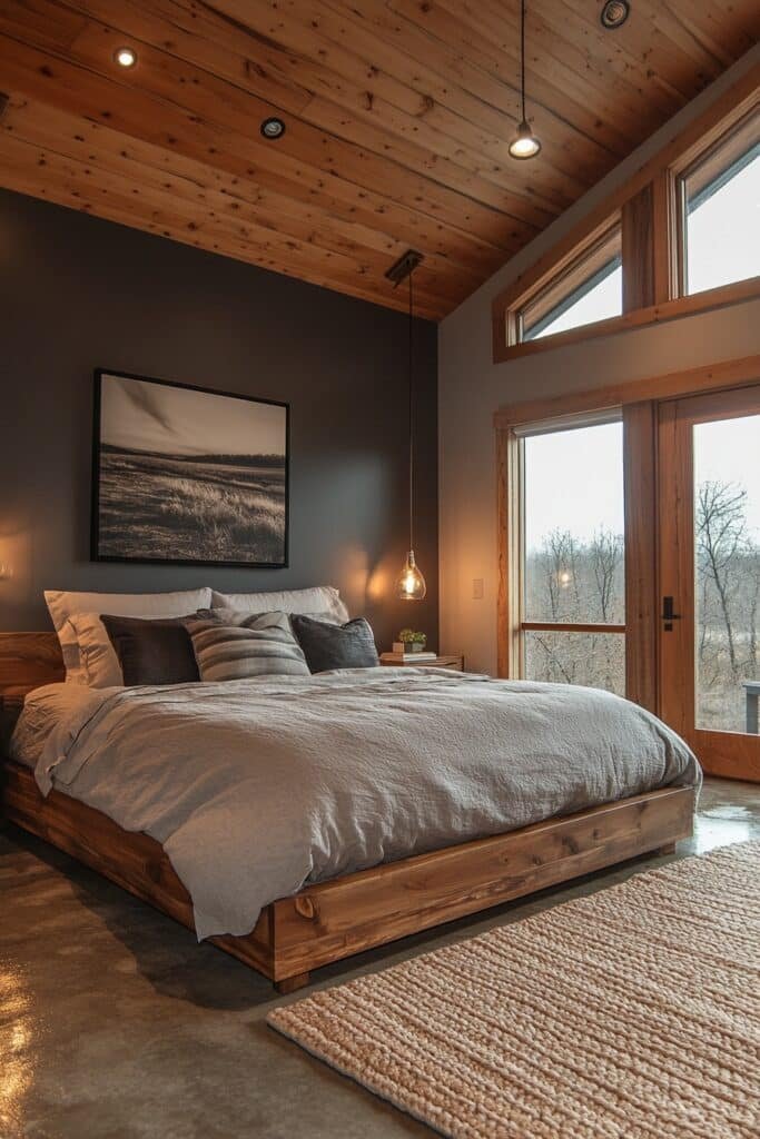 Contemporary Luxury Barndominium Master Bed