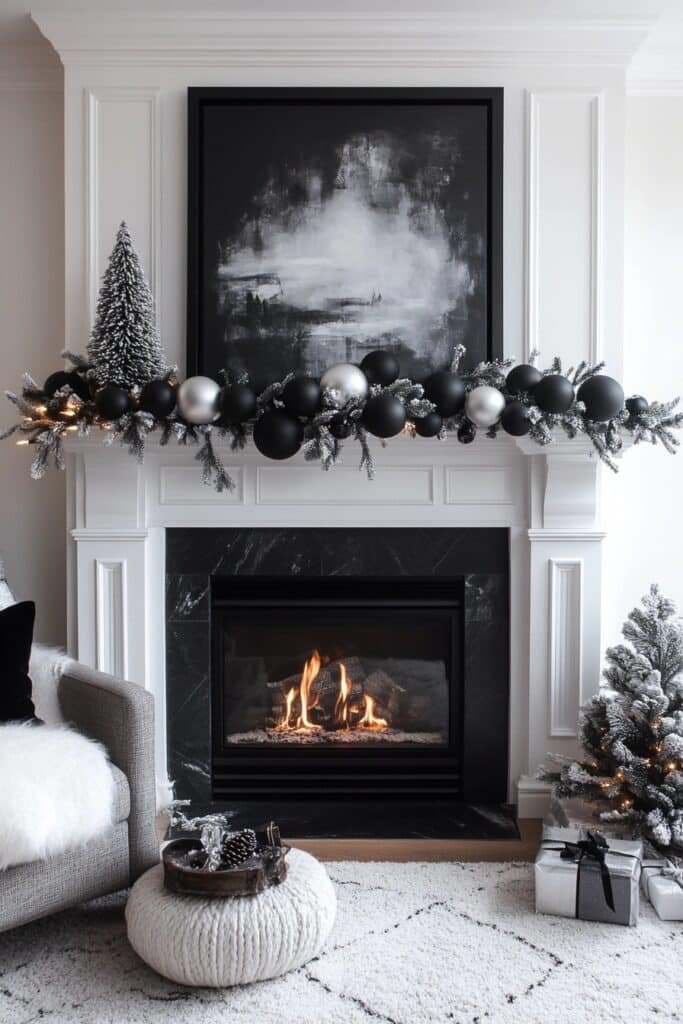 Dramatic Black and White Hearth