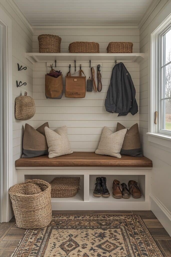 Functional Japandi Mudroom