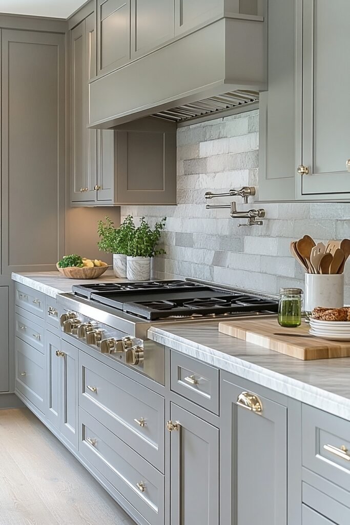 Grey Sophistication Barndominium Kitchen