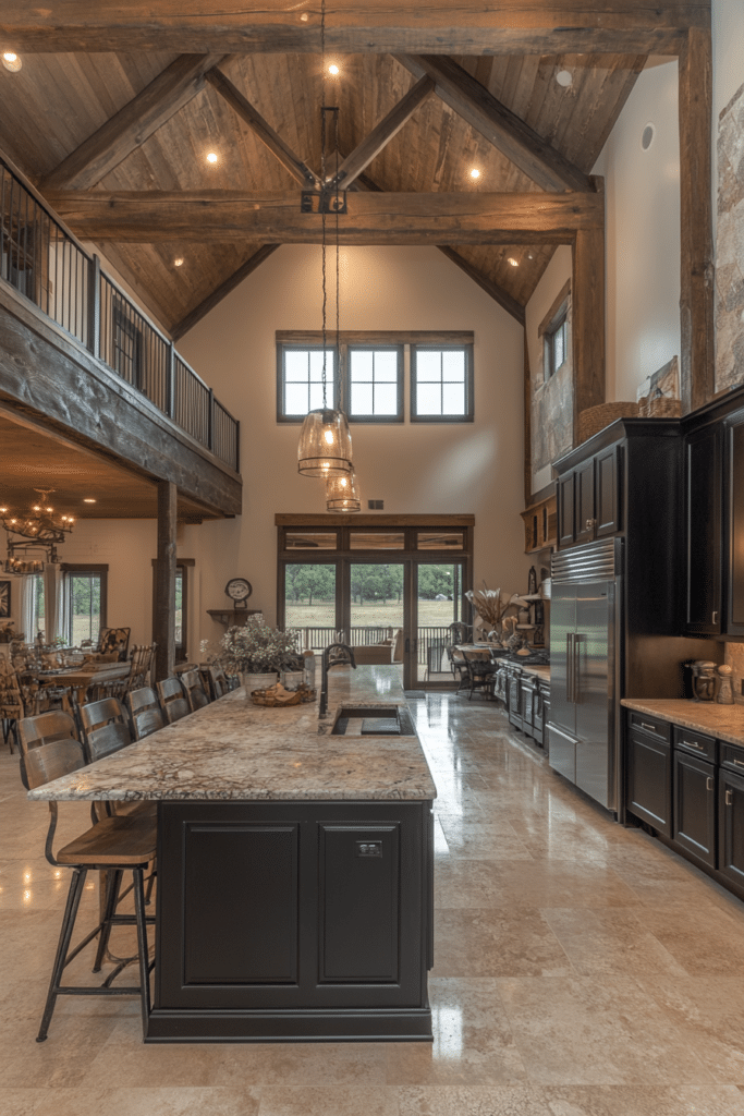 High Ceiling Barndominium Kitchen