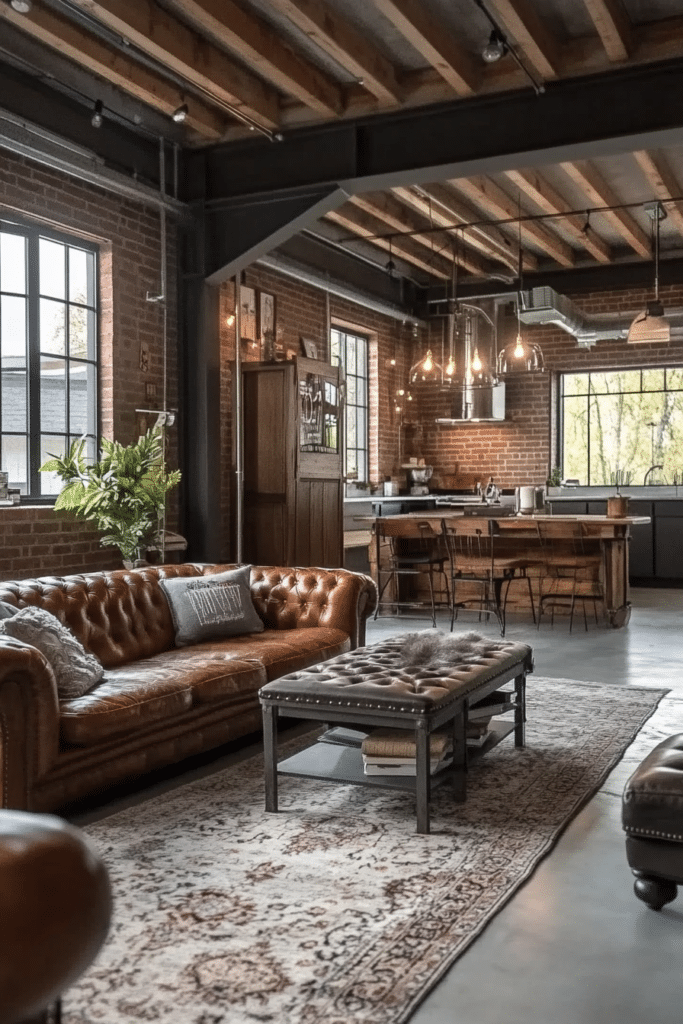 Industrial Style Barndominium Living Room