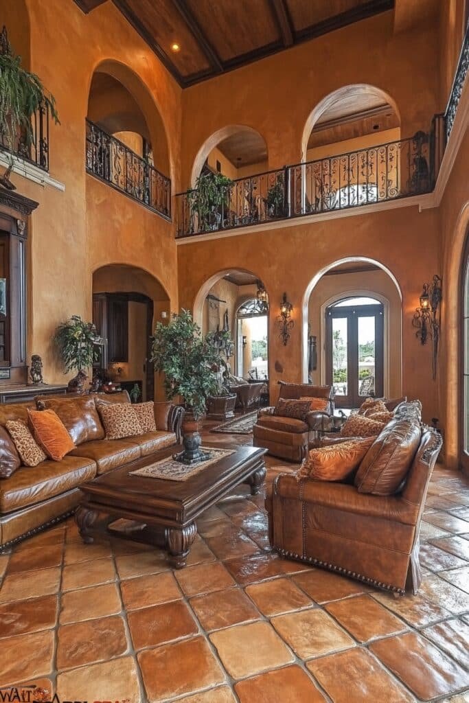 Mediterranean Glow Barndominium Living Room